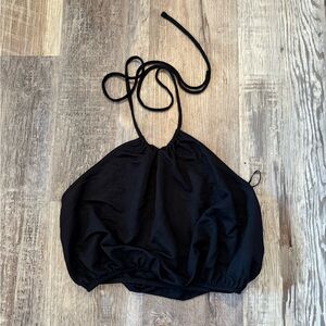 Zara black cropped halter top - size Large - NWT